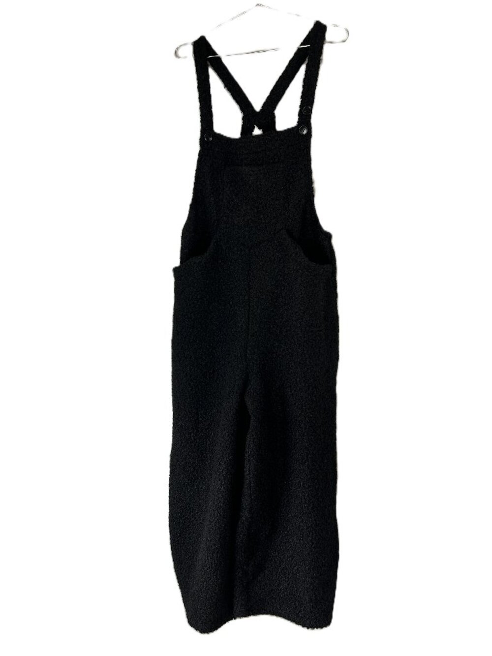 Whimsigoth Halara Teddy Wide Leg Overalls Black Boucle Comfy L (flaw)